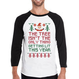 The Tree Is Not The Only Thing Getting Lit This Year Mens Black And White Baseball Shirt
