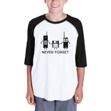 Never Forget Kids Black And White Baseball Shirt