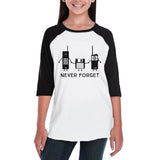 Never Forget Kids Black And White Baseball Shirt