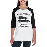 Family Custom Christmas Kids Black And White Baseball Shirt