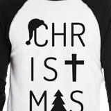 Christmas Letters Mens Black And White Baseball Shirt