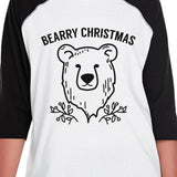 Bearry Christmas Bear Kids Black And White Baseball Shirt