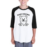 Bearry Christmas Bear Kids Black And White Baseball Shirt