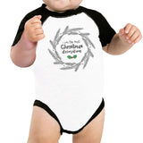 I Am The Best Christmas Decoration Wreath Baby Black And White Baseball Shirt