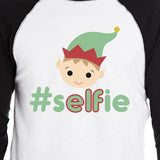 Hashtag Selfie Elf Mens Black And White Baseball Shirt