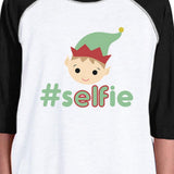 Hashtag Selfie Elf Kids Black And White Baseball Shirt