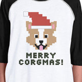 Merry Corgmas Corgi Kids Black And White Baseball Shirt