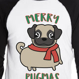 Merry Pugmas Pug Mens Black And White Baseball Shirt