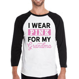 I Wear Pink For My Grandma Black And White Baseball Shirt