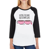 Keeping The Lumps Out Of My Cups Breast Cancer Womens Black And White BaseBall Shirt