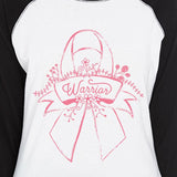Warrior Breast Cancer Awareness Womens Black And White BaseBall Shirt