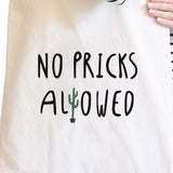 No Pricks Allowed Natural Canvas Bags Back To School Bag Tote Bag