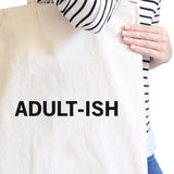 Adult-ish Natural Canvas Bag Trendy Varsity Bag For College Student