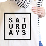Saturdays Natural Canvas Bag Trendy Typography Tote Bag Gift Ideas