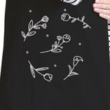 Icon Floral Pattern Black Canvas Bag Versatile Tote Bag For Teacher