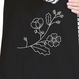 Flower Black Cotton Canvas Tote Bag Cute Gift Ideas For Friends