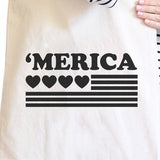 Heart 'merica Natural Canvas Tote Cute American Flag Canvas Bag