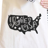 I Love USA Natural Canvas Tote Bag Perfect Gift Idea For Army Wives