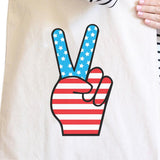 Peace American Flag Design Eco Bag Cute Peace Sign Canvas Tote Bag