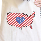 USA Map American Flag Cotton Shoulder Bag Cute Heart Design Tote