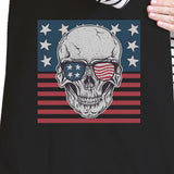 Skull American Flag Black Reusable Canvas Tote Bag July 4th Gifts