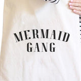 Mermaid Gang Natural Funny Saying Canvas Shoulder Bag Reusable Tote