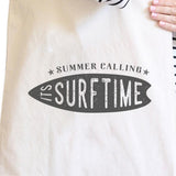 Summer Calling It's Surf Time Natural Canvas Bags