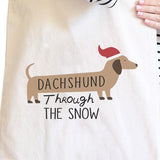 Dachshund Through The Snow Natural Canvas Bags