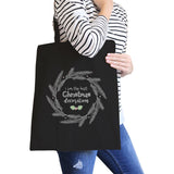 I Am The Best Christmas Decoration Wreath Black Canvas Bags