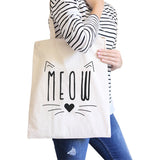 Meow Canvas Shoulder Bag Cute Cat Lover Gifts Foolable School Tote