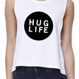 Hug Life Women's White Crop Top Cute Design Love For Life Quote