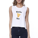 Nocho Bae Women's White Crop Tee Cute Graphic Shirt For Food Lovers