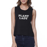 Plant Lady Women's Black Crop Top Unique Design Cute Gift Ideas
