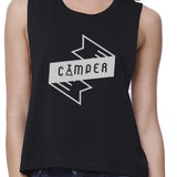 Camper Women's Black Crop Top Unique Design Cute Gift Ideas For Her