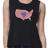 USA Map American Flag Pattern Crop Top Gift Ideas For Army Friends