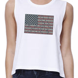 50 States Us Flag Womens White Crop Tee Funny 4th Of July Tank Top