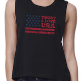Trust Love USA Womens Black Crop Top Round Neck Line Cotton Tanks