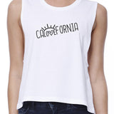 Calovefornia Womens White Crop Top Cotton Lightweight Crop Shirt