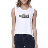 Summer Calling It's Surf Time Womens White Crop Top