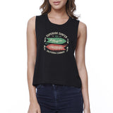 Superior Surfer Los Angeles Longboard Womens Black Crop Top