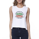 Superior Surfer Los Angeles Longboard Womens White Crop Top