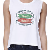 Superior Surfer Los Angeles Longboard Womens White Crop Top