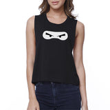 Ninja Eyes Womens Black Crop Top