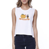 Pumpkin Spice Relationship Goals Womens White Crop Top