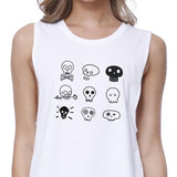 Skulls Womens White Crop Top