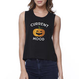 Pumpkin Current Mood Womens Black Crop Top
