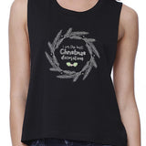 I Am The Best Christmas Decoration Wreath Womens Black Crop Top