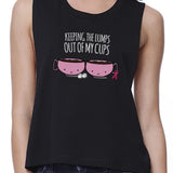 Keeping The Lumps Out Of My Cups Breast Cancer Womens Black Crop Top