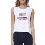 Keeping The Lumps Out Of My Cups Breast Cancer Womens White Crop Top