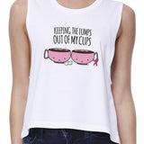 Keeping The Lumps Out Of My Cups Breast Cancer Womens White Crop Top